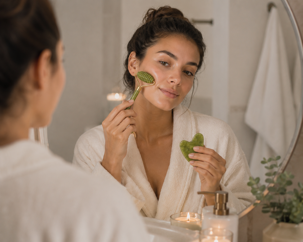 Natural Jade Roller Gua Sha Massage Set
