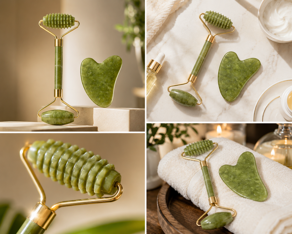 Natural Jade Roller Gua Sha Massage Set