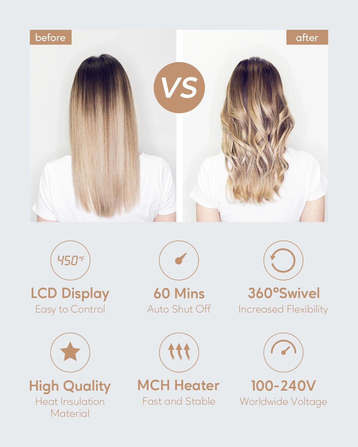 Professional Hair Curling Iron | LCD Digital Display