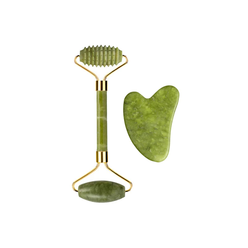 Natural Jade Roller Gua Sha Massage Set