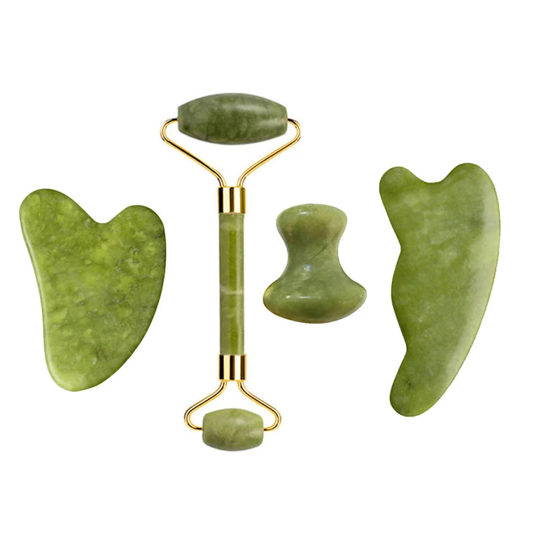 Natural Jade Roller Gua Sha Massage Set