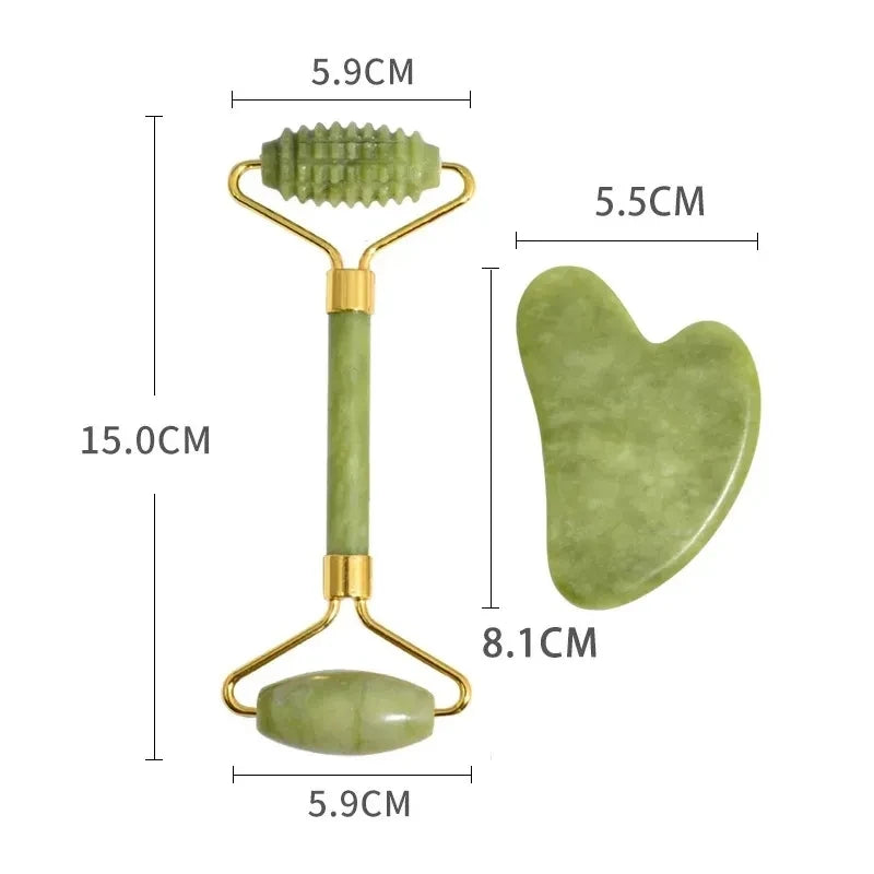 Natural Jade Roller Gua Sha Massage Set