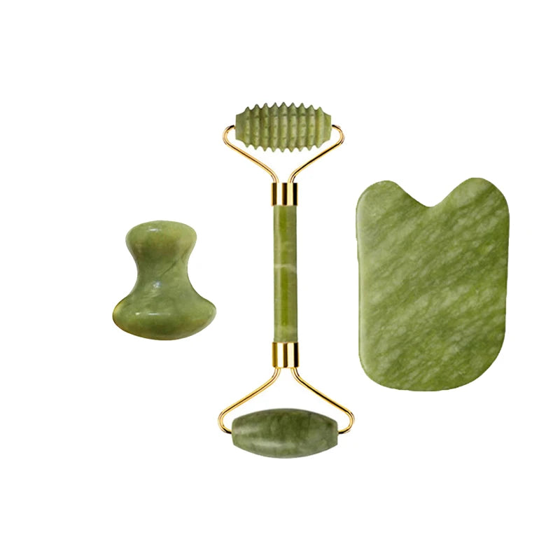 Natural Jade Roller Gua Sha Massage Set